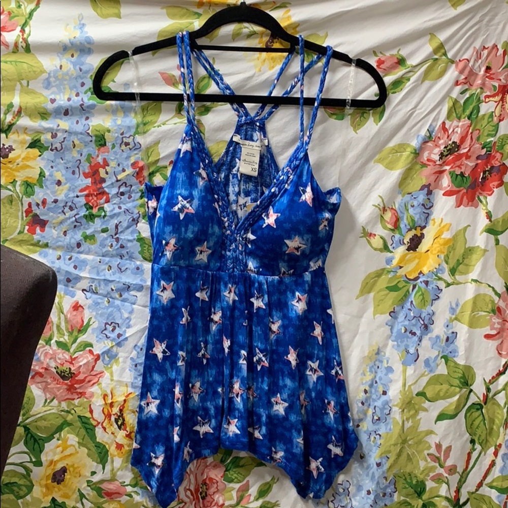 Blue red and white strap top. NWT